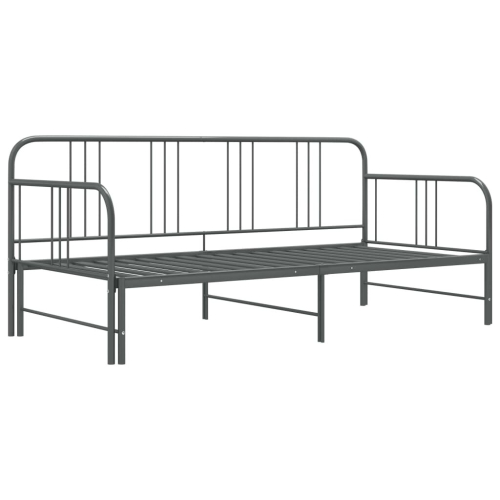 VidaXL vidaXL Pull-out Sofa Bed Frame Grey Metal 90x200cm Bedroom Guest Day Bed Base 2