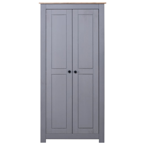 VidaXL vidaXL Solid Pine Panama Range Wardrobe Grey Clothes Bedroom Cabinet Closet 2