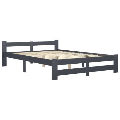 VidaXL vidaXL Solid Pine Wood Bed Frame Dark Grey Bedroom Double Size Bedstead Home 2