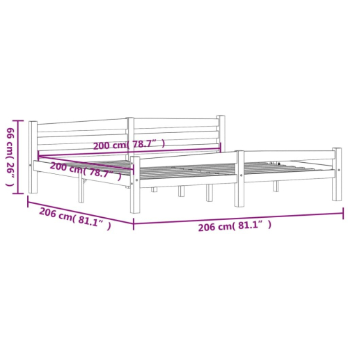 VidaXL vidaXL Solid Wood Pine Bed Frame White 200x200 cm Wooden Bedstead Bed Base 2