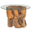 VidaXL vidaXL Solid Teak Driftwood Coffee Table 60cm Glass Tabletop Telephone Stand 2