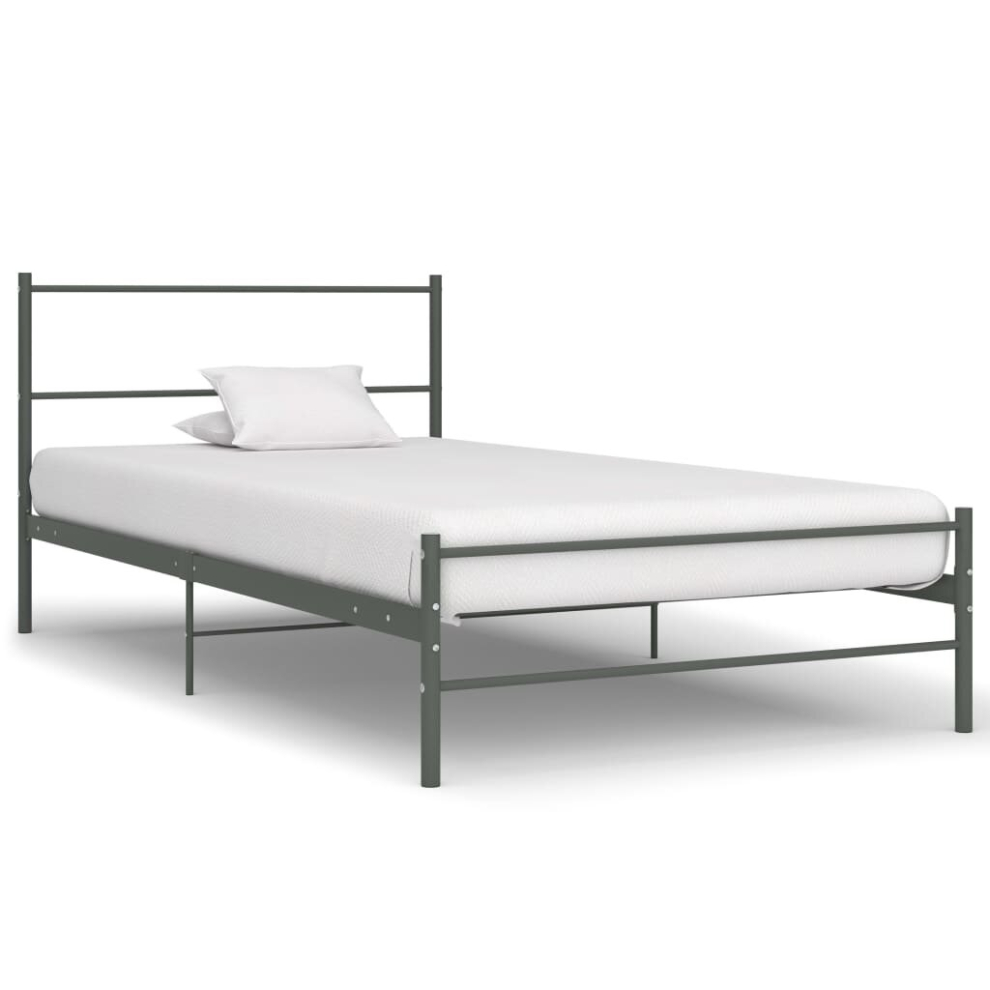 vidaXL Bed Frame Grey Metal 100x200cm Single Solid Base Bedroom Furniture