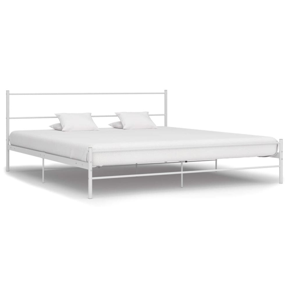 vidaXL Bed Frame White Metal 200x200cm Double Solid Base Bedroom Furniture