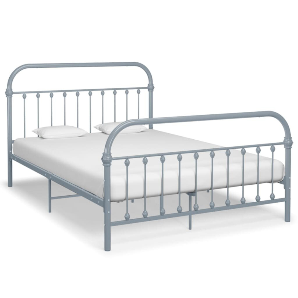 vidaXL Bed Frame Metal Grey 120x200cm Bedroom Furniture Sleeping Double Bed