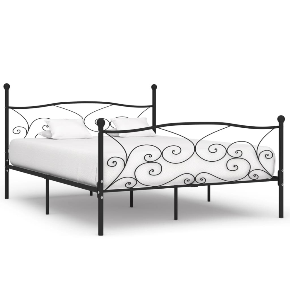 vidaXL Bed Frame with Slatted Base Black Metal 6FT Super King Double Bedroom