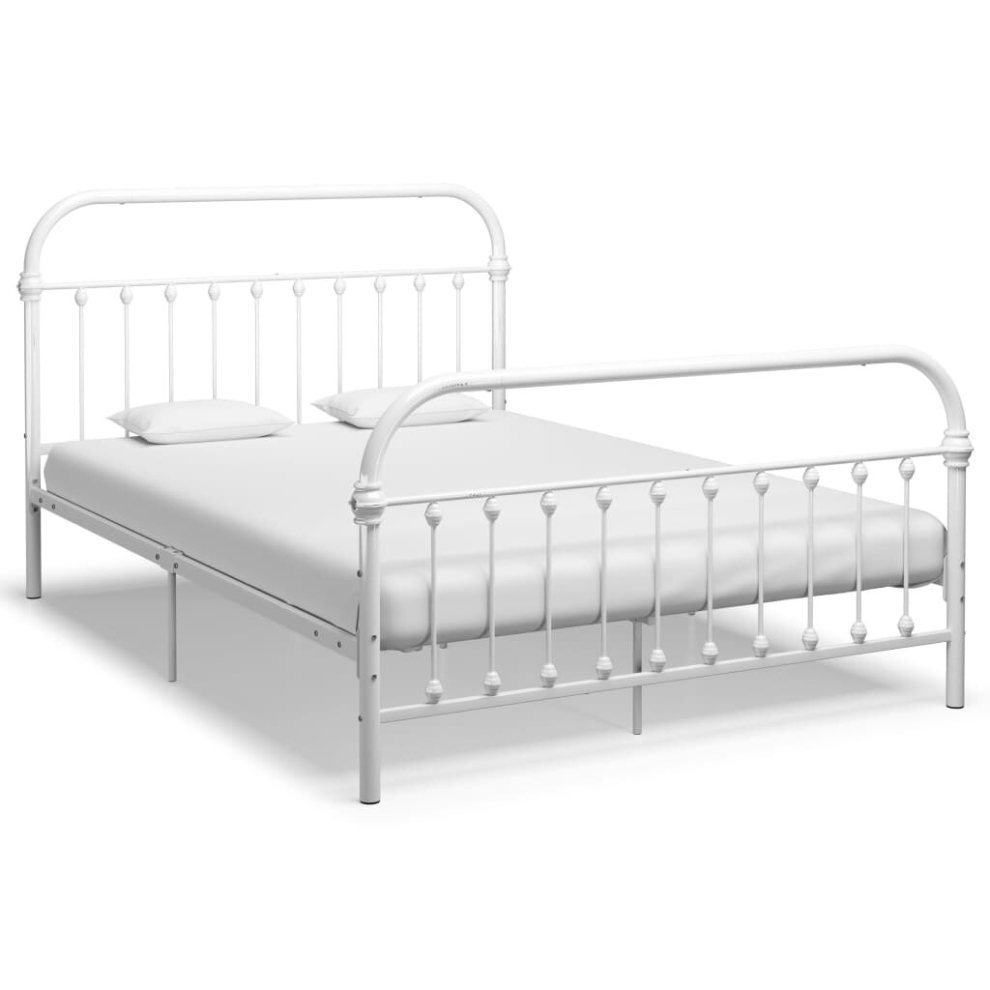 vidaXL Bed Frame Metal White 160x200cm Bedroom Furniture Sleeping Double Bed