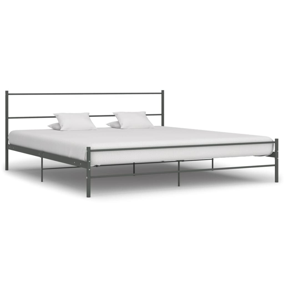 Vidaxl Bed Frame Bed Base Mattress Foundation Grey Metal 180X200 Cm Super King