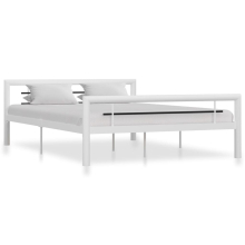 vidaXL Bed Frame White and Black Metal 160x200cm Bed Base Bedroom Furniture