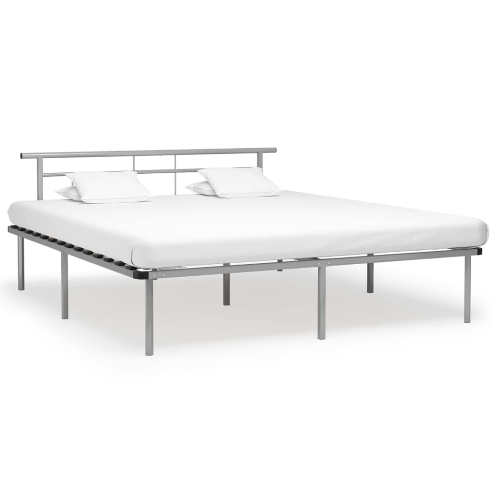 vidaXL Bed Frame Grey Metal 180x200 cm 6FT Super King Bedroom Home Furniture