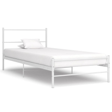 vidaXL Bed Frame White Metal 100x200cm Single Solid Base Bedroom Furniture