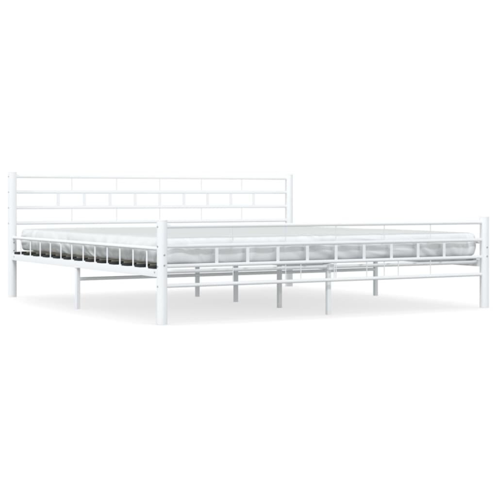 vidaXL Bed Frame Bed Base Mattress Foundation White Metal 180x200 cm Super King