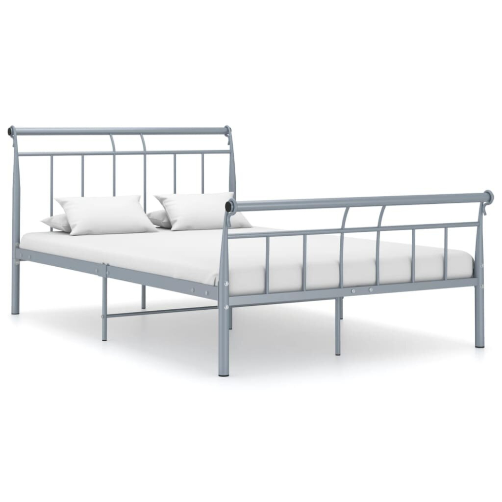 vidaXL Bed Frame Grey Metal 120x200 cm Bedroom Furniture Bed Base Bedstead