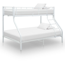 vidaXL Bunk Bed Frame White Metal 140x200cm/90x200cm Solid Bedroom Single Bed