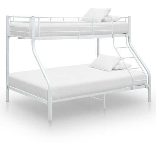 vidaXL Bunk Bed Frame White Metal 140x200cm/90x200cm Solid Bedroom Single Bed