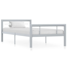vidaXL Bed Frame Grey and White Metal 100x200cm Single Size Bedroom Furniture