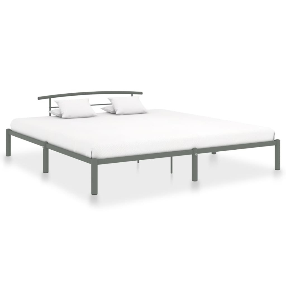 vidaXL Bed Frame Grey Metal 180x200cm 6FT Super King Home Bedroom Furniture