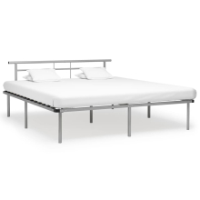 vidaXL Bed Frame Grey Metal 200x200 cm Modern Bedroom Sleeping Furniture Home