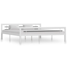 vidaXL Bed Frame Bed Base Bedstead White and Black Metal 180x200 cm Super King