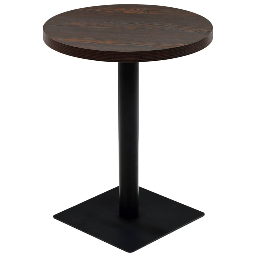 vidaXL Bistro Table MDF and Steel Round 60x75cm Dark Ash Kitchen Furniture