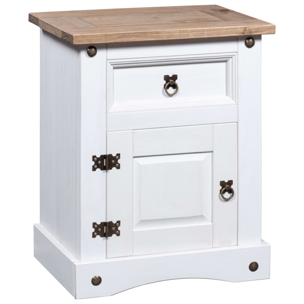 vidaXL Bedside Cabinet Nightstand Bed Table Mexican Pine Corona Range White