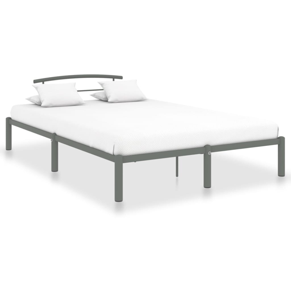 vidaXL Bed Frame Grey Metal 160x200cm Bedroom Furniture Classic Accessory