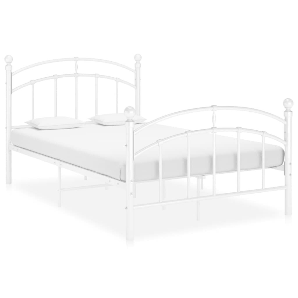 vidaXL Bed Frame White Metal 120x200 cm Bedroom Adults Kids Bed Base Bedstead