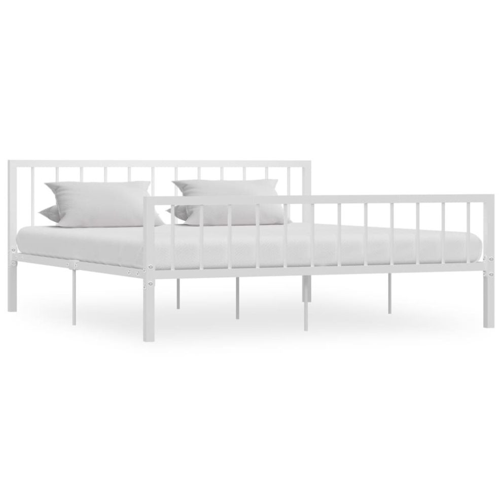 vidaXL Bed Frame White Metal 180x200cm 6FT Super King Home Bedroom Furniture