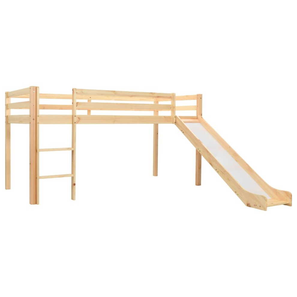 vidaXL Children's Loft Bed Frame with Slide & Ladder Pinewood 97x208cm Cot