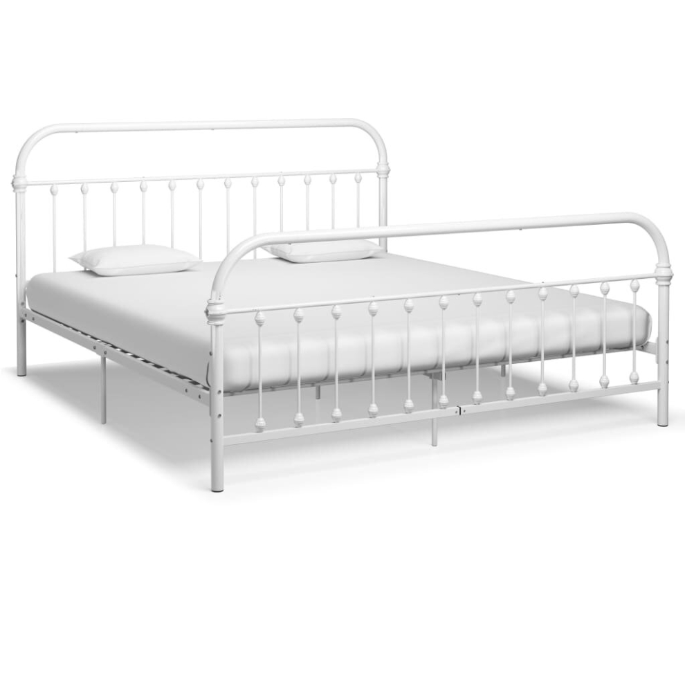 vidaXL Bed Frame Metal White 6FT Super King Bedroom Furniture Double Beds