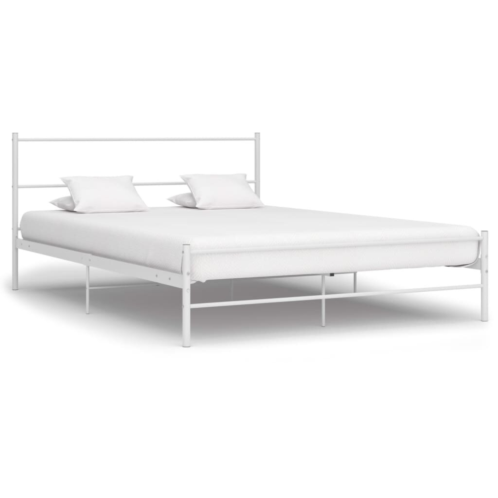 vidaXL Bed Frame White Metal 120x200cm Double Solid Base Bedroom Furniture