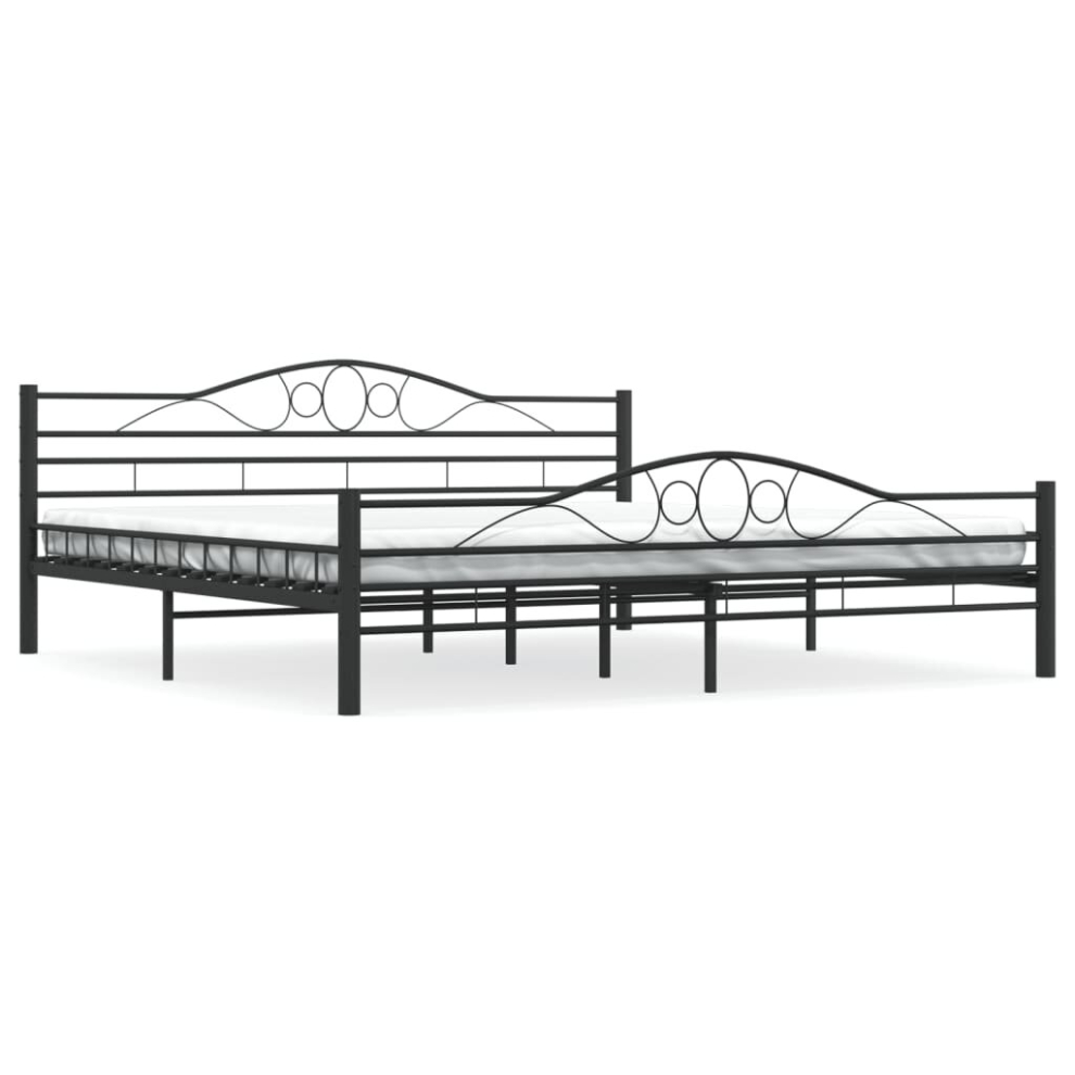 vidaXL Bed Frame Bed Base Mattress Foundation Black Steel 180x200 cm Super King