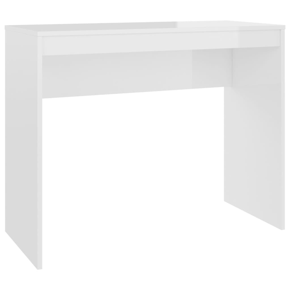 vidaXL Desk High Gloss White Engineered Wood Computer Workstation Study Desk