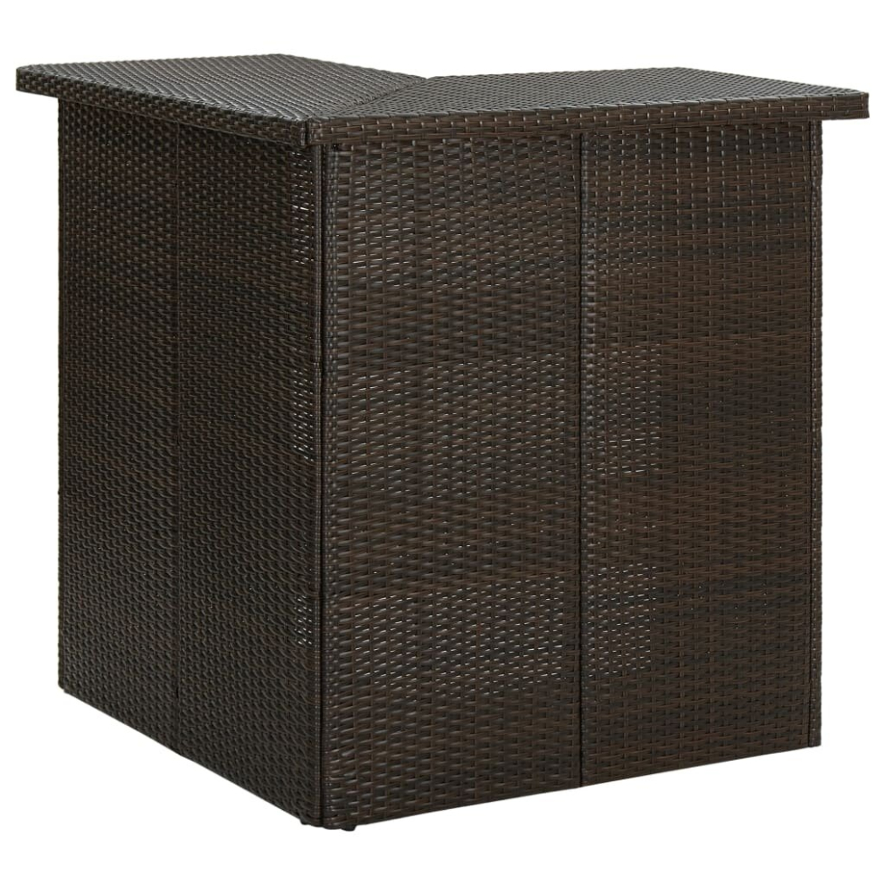 vidaXL Corner Bar Table Brown Poly Rattan Kitchen Pub Bistro Counter Table