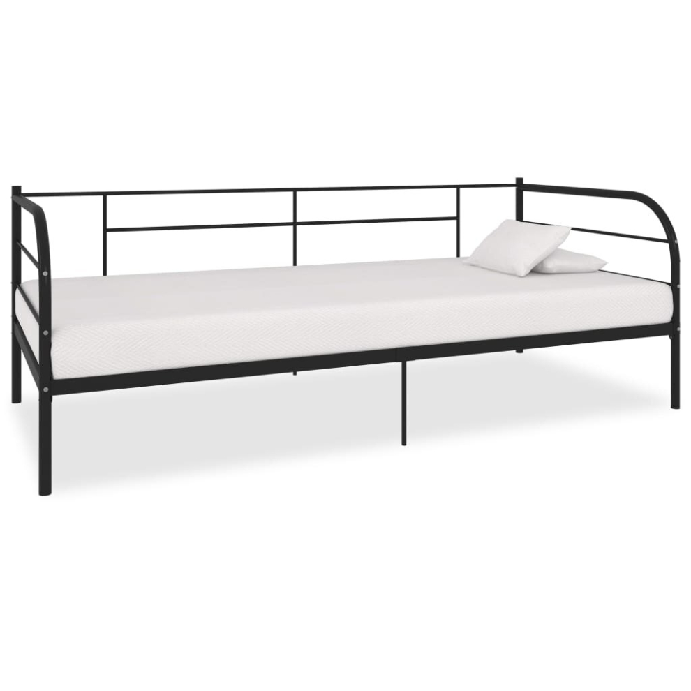 vidaXL Daybed Frame Black Metal 90x200cm Bedroom Dorm Guest Room Furniture