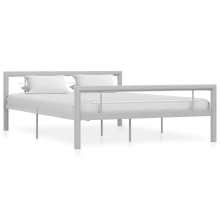 vidaXL Bed Frame Grey and White Metal 140x200cm Size Bed Bedroom Furniture