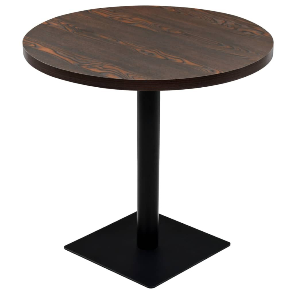 vidaXL Bistro Table MDF and Steel Round 80x75cm Dark Ash Kitchen Furniture