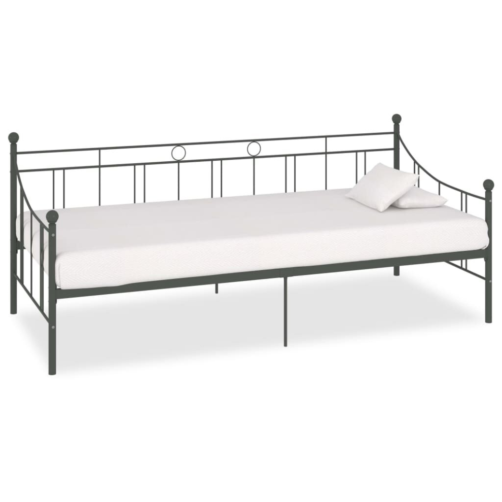 vidaXL Daybed Frame Grey Metal 90x200cm Bedroom Dorm Guest Room Furniture