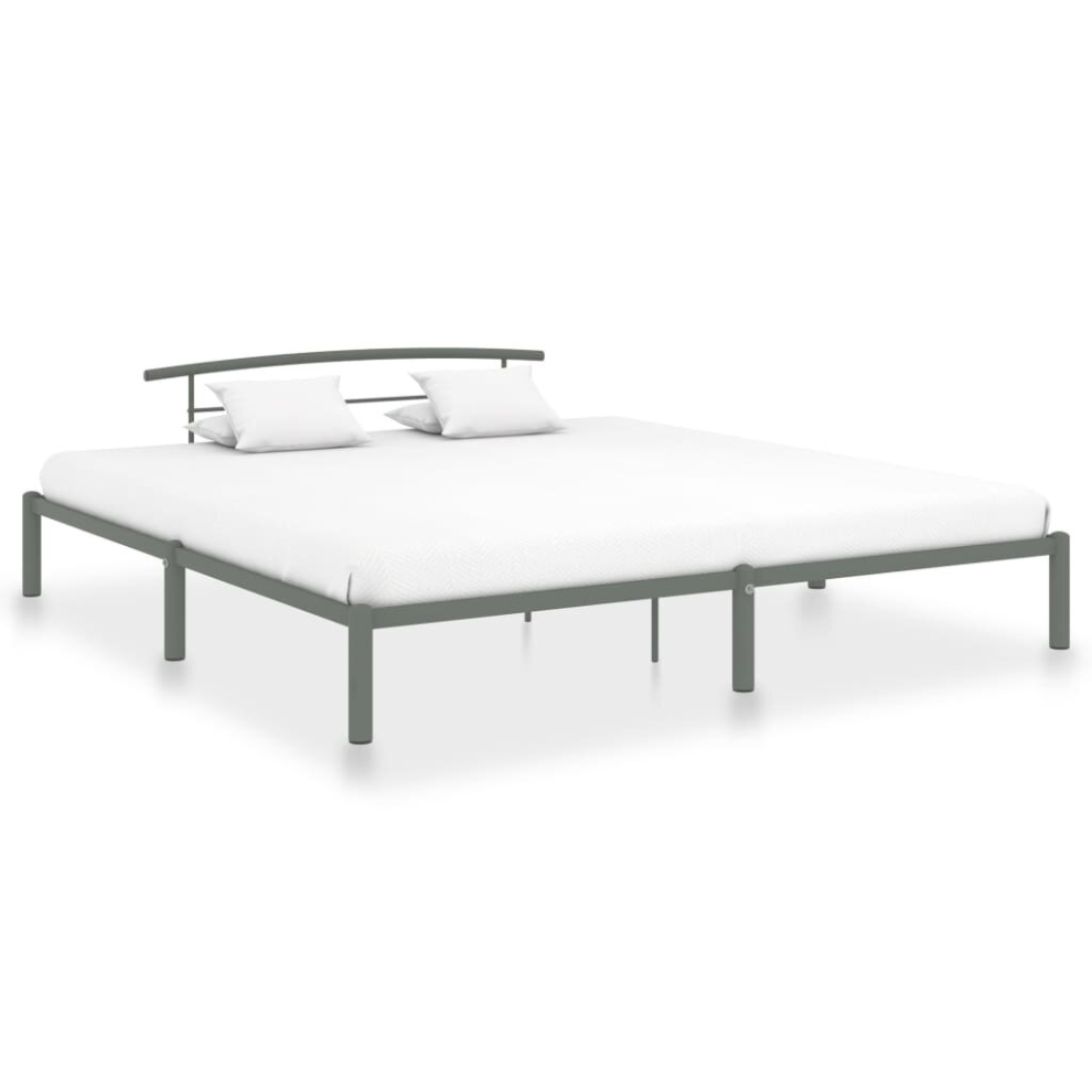 Vidaxl Bed Frame Grey Metal 200X200cm Bedroom Furniture Classic Accessory