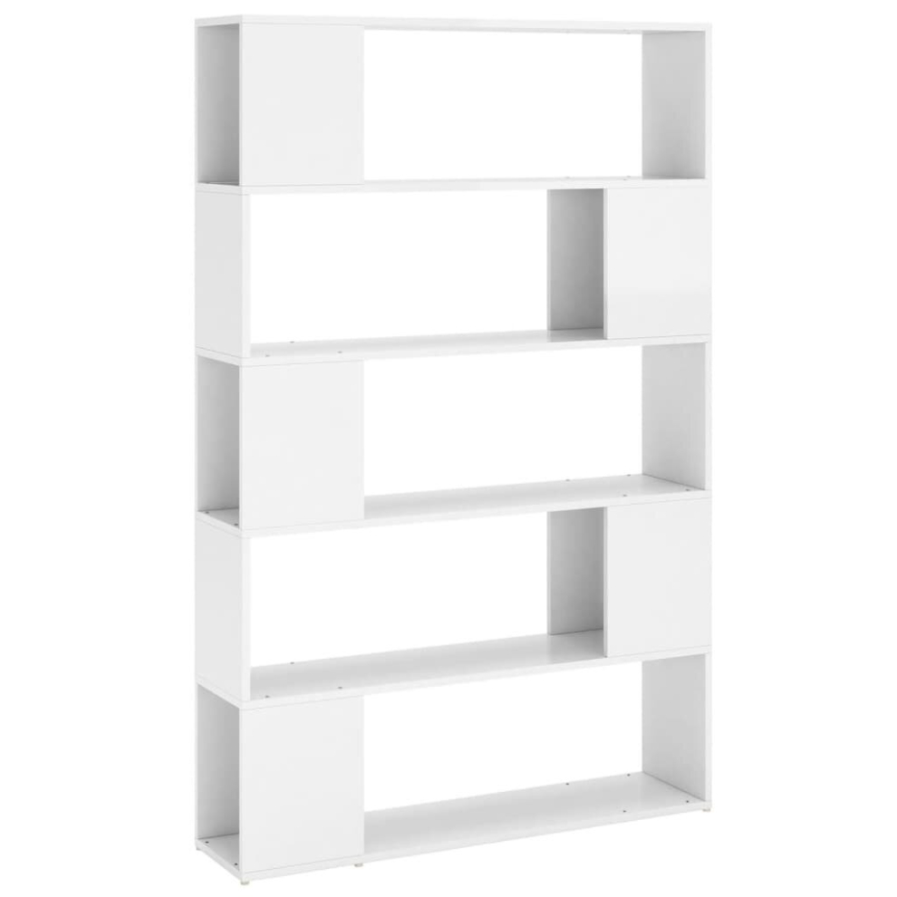 vidaXL Book Cabinet Room Divider Bookcase High Gloss White Engineered Wood