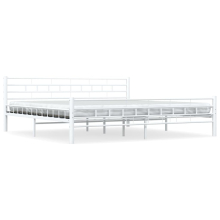 vidaXL Bed Frame White Metal 200x200cm Double Bedroom Slatted Base Furniture