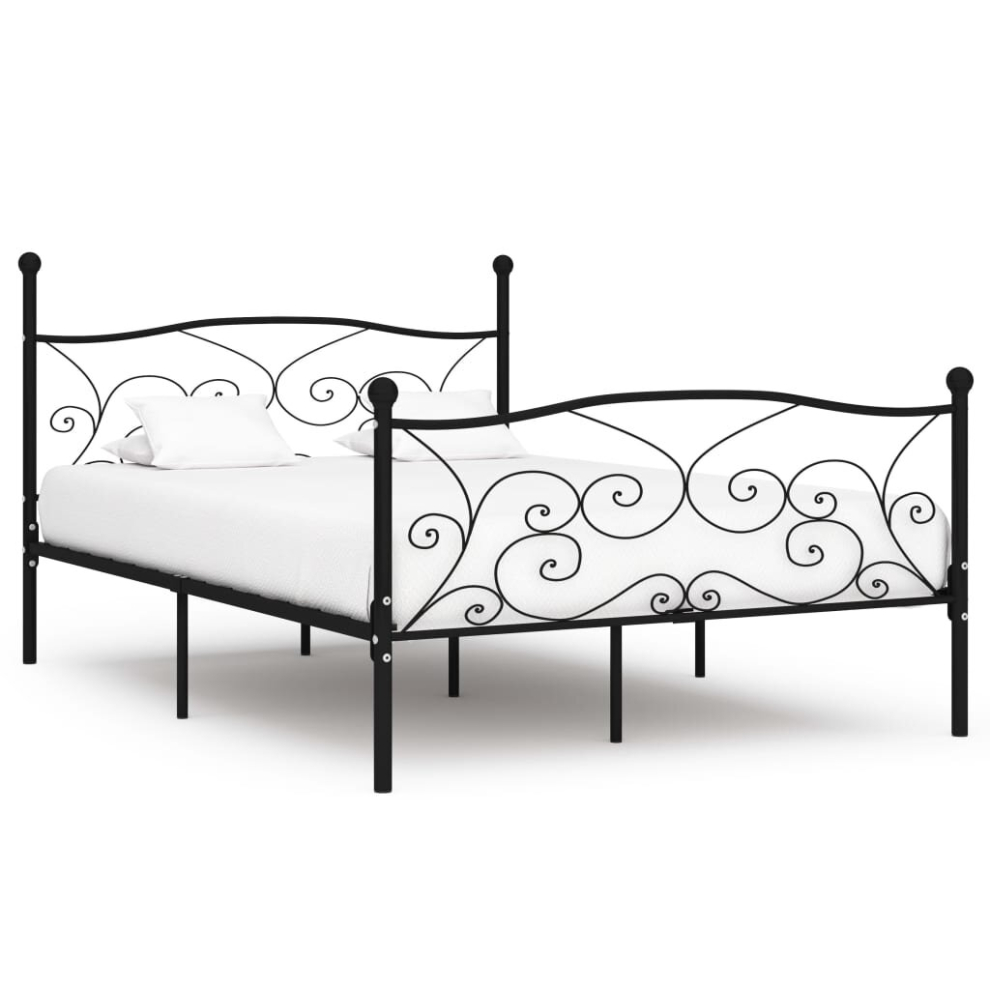 vidaXL Bed Frame with Slatted Base Black Metal 120x200cm Bedroom Furniture