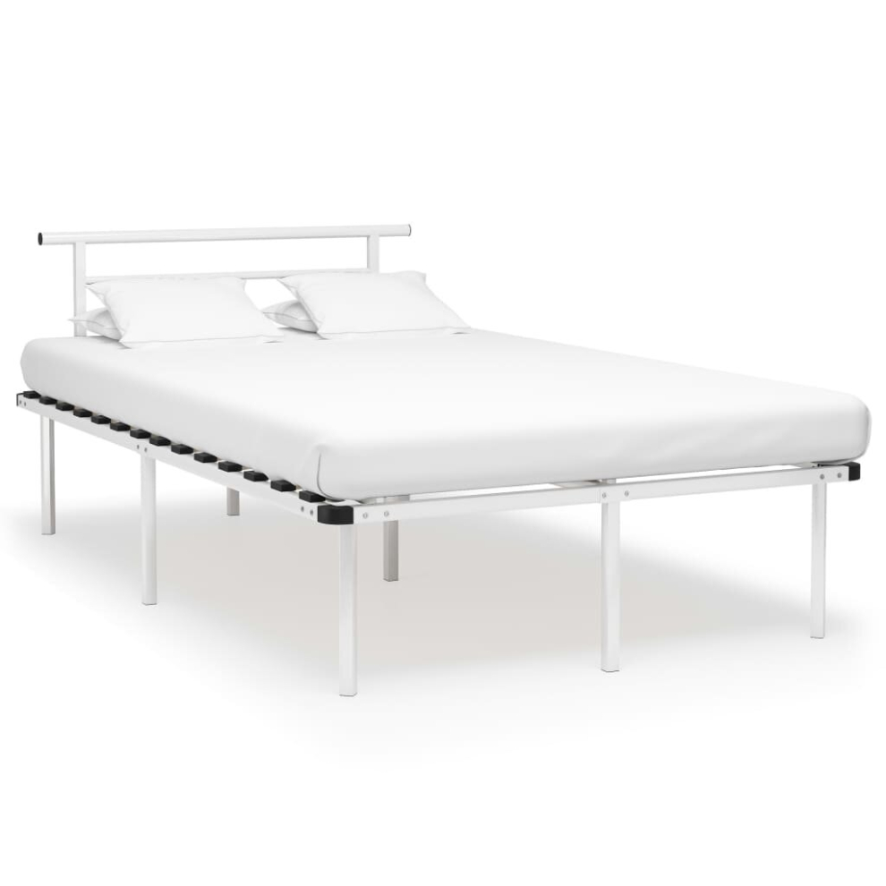 vidaXL Bed Frame White Metal 120x200 cm Modern Bedroom Sleeping Furniture Home