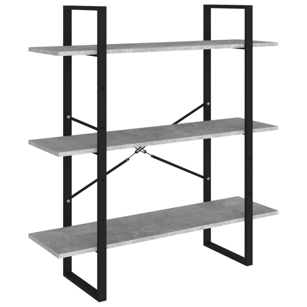 Vidaxl Book Cabinet Concrete Engineered Wood Organiser Storage Rack Shelf Grey