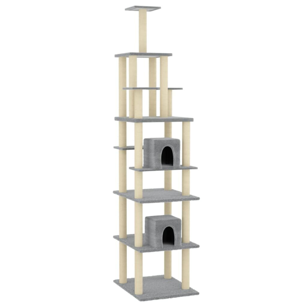 vidaXL Cat Tree with Sisal Scratching Posts Light Grey 216 cm Cat Climber