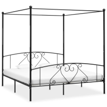 vidaXL Canopy Bed Frame Black Metal 6FT Super King Double Bedroom Furniture