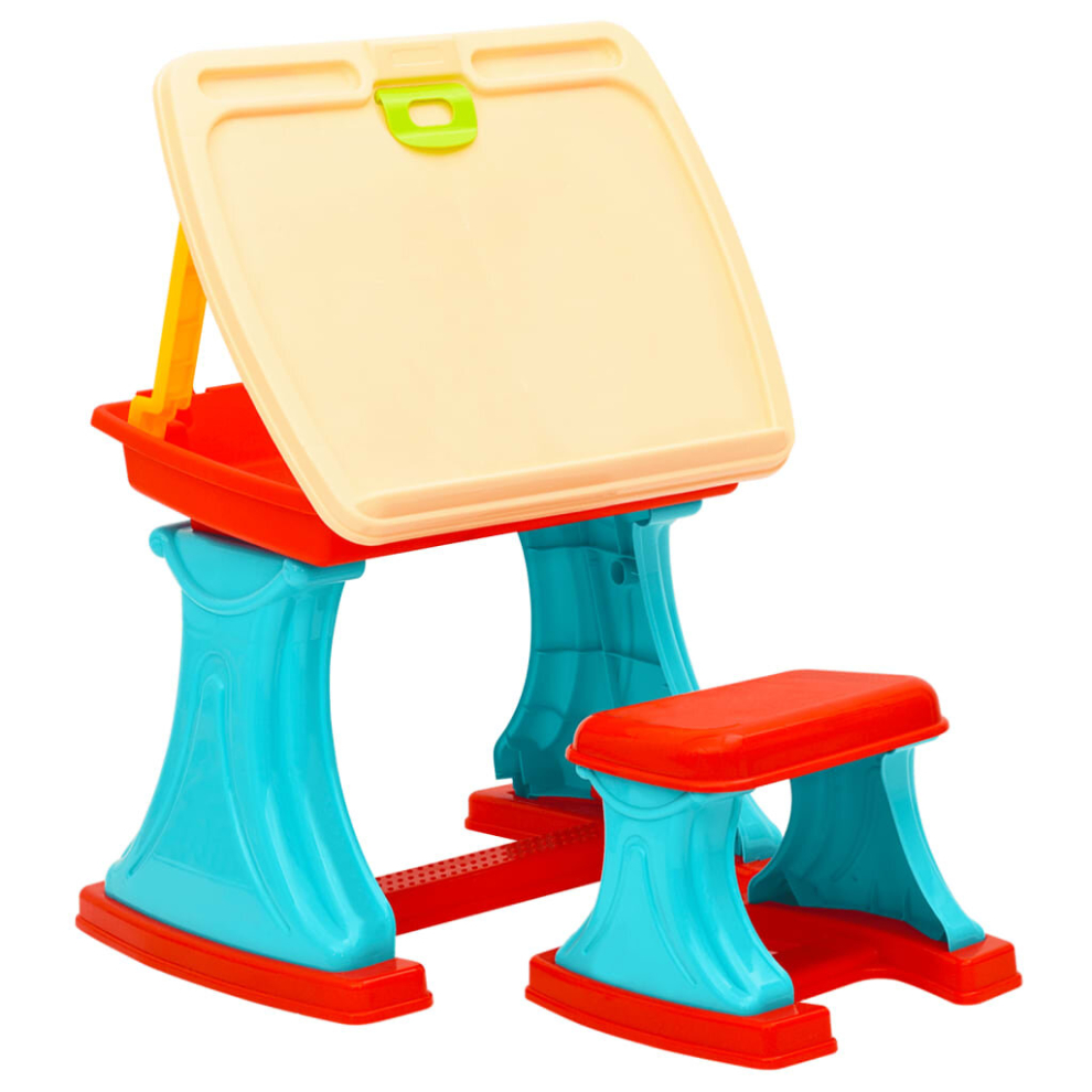 vidaXL Children Learning Desk & Easel Adjustable Kids Drawing Standing Board