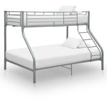 vidaXL Bunk Bed Frame Grey Metal 140x200cm/90x200cm Bedroom Furniture Base