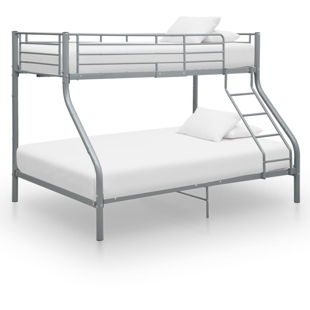 vidaXL Bunk Bed Frame Grey Metal 140x200cm/90x200cm Bedroom Furniture Base