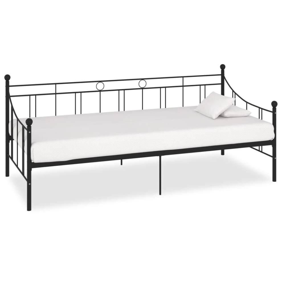 vidaXL Daybed Frame Black Metal 90x200cm Bedroom Dorm Guest Room Furniture