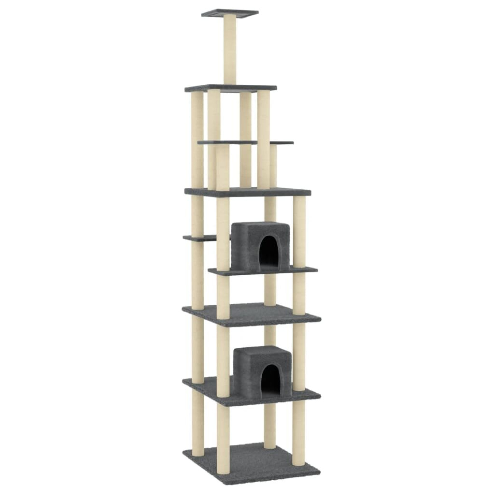 vidaXL Cat Tree with Sisal Scratching Posts Dark Grey 216 cm Cat Climber Tower